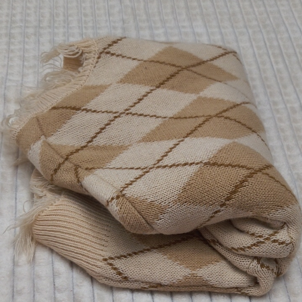 Distressed Beige Argyle Sweater XL Y2K Blokecore Whimsygoth - Picture 12 of 12